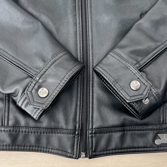 A Collezioni Italian Black Faux Leather Motorcycle Jacket Men’s XL European Chic - Picture 6 of 15